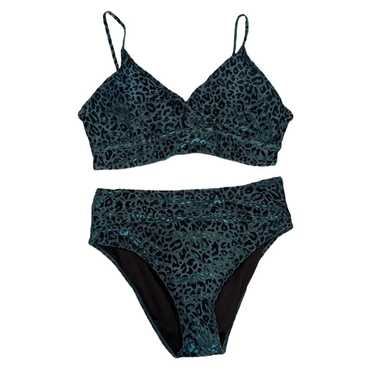 NWOT Plus Velvet Green Leopard Print Bikini, Size 