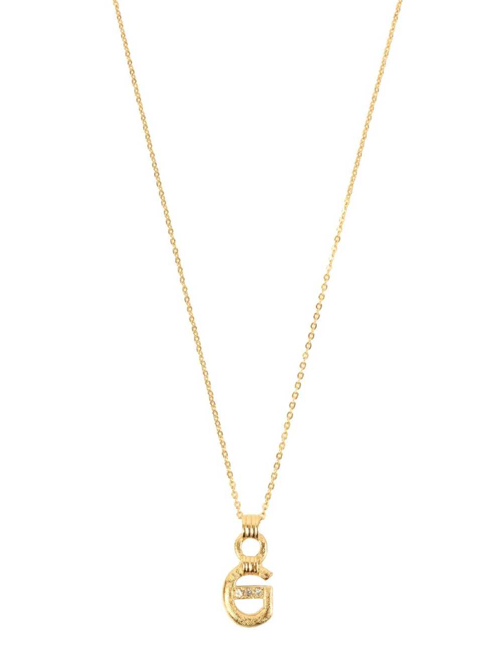 Givenchy GIVENCHY Rhinestone Logo Plate Necklace … - image 1