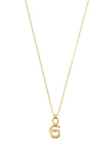 Givenchy GIVENCHY Rhinestone Logo Plate Necklace … - image 1