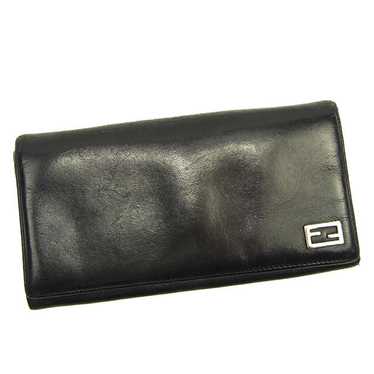 Fendi Long Wallet Zippered Black Leather Storage … - image 1