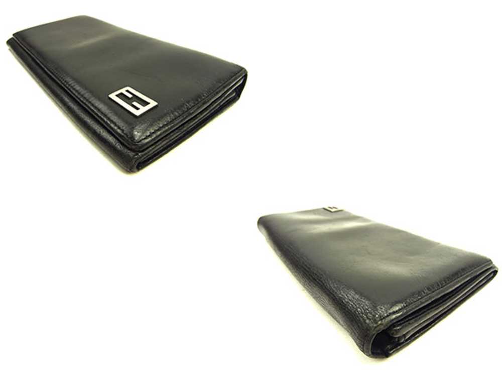 Fendi Long Wallet Zippered Black Leather Storage … - image 6