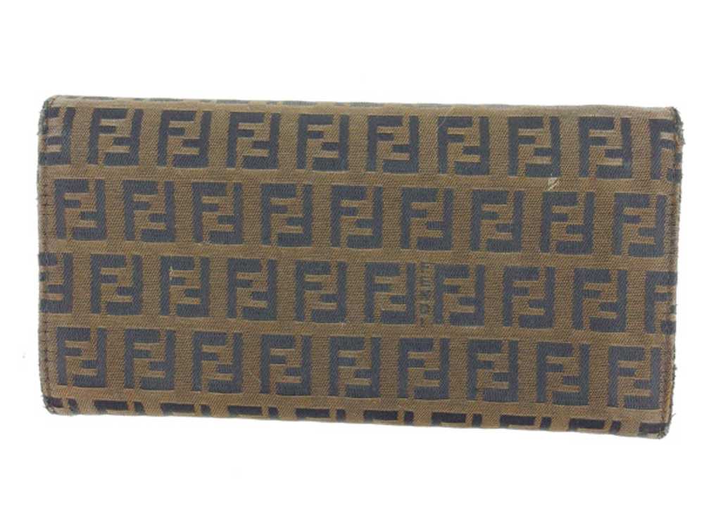 Fendi Long Wallet Zippered Zucchino Brown Black C… - image 2