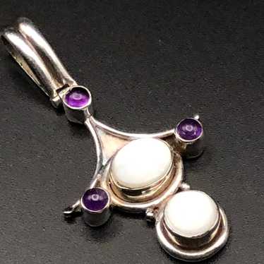Vintage Sterling 925 Amethyst and Mother Of Pearl 