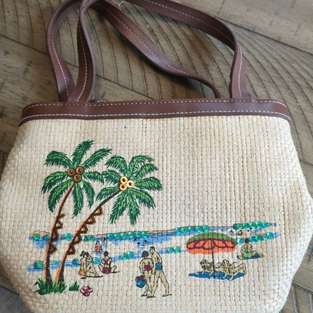 Vintage Etienne Aigner Straw Purse Tropical Small… - image 1