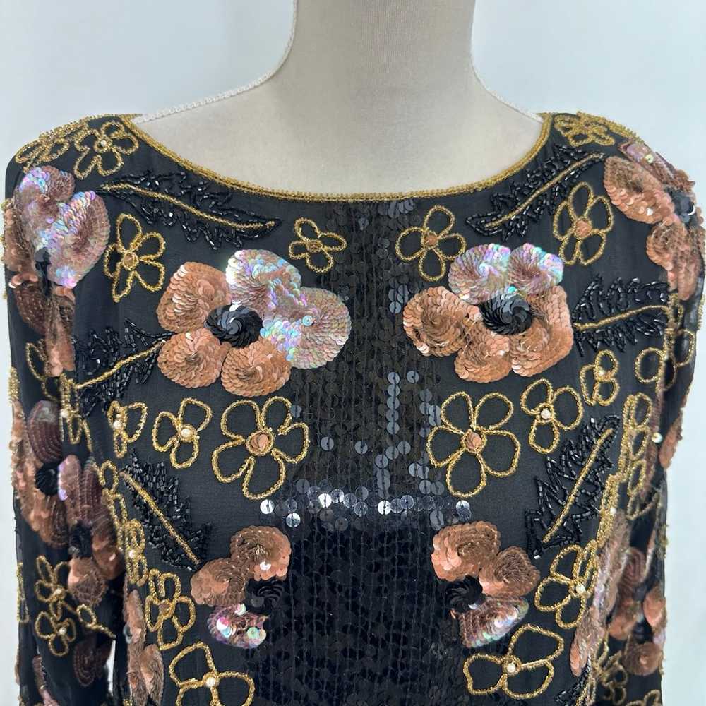 Vintage Jean Joseph Le Born Silk Lined Sequins Em… - image 2