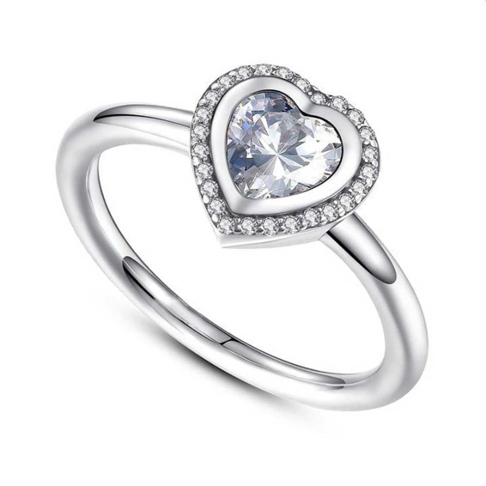 925 Silver Sparkling Love Heart Cut CZ Ring for W… - image 3