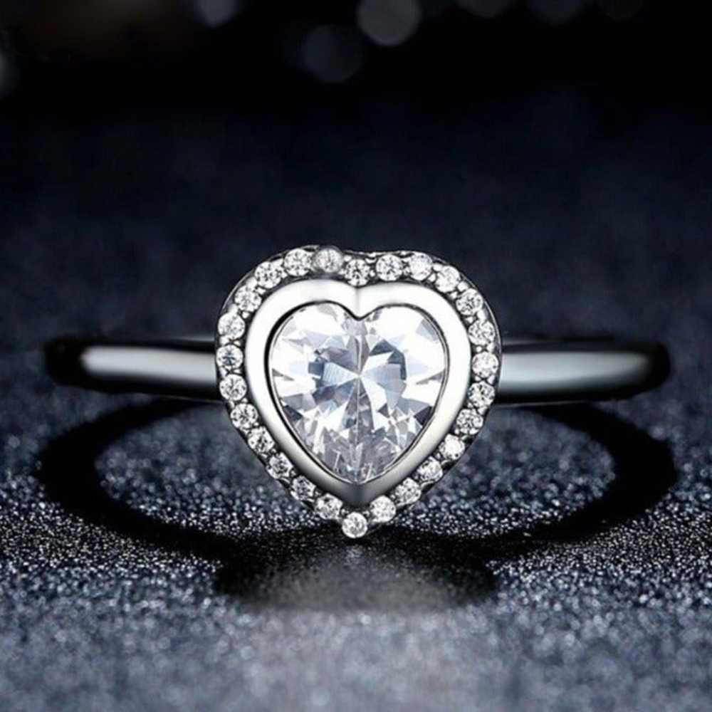 925 Silver Sparkling Love Heart Cut CZ Ring for W… - image 4