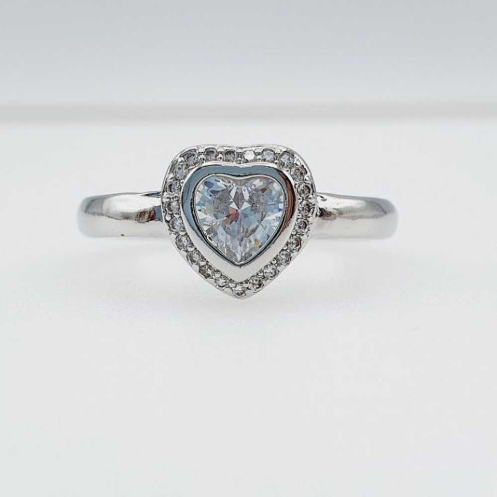925 Silver Sparkling Love Heart Cut CZ Ring for W… - image 7