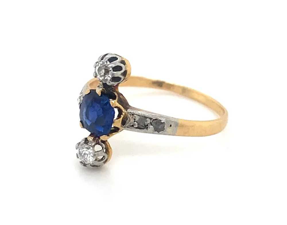 Antique Edwardian Sapphire Diamond 18K Gold Ring - image 3