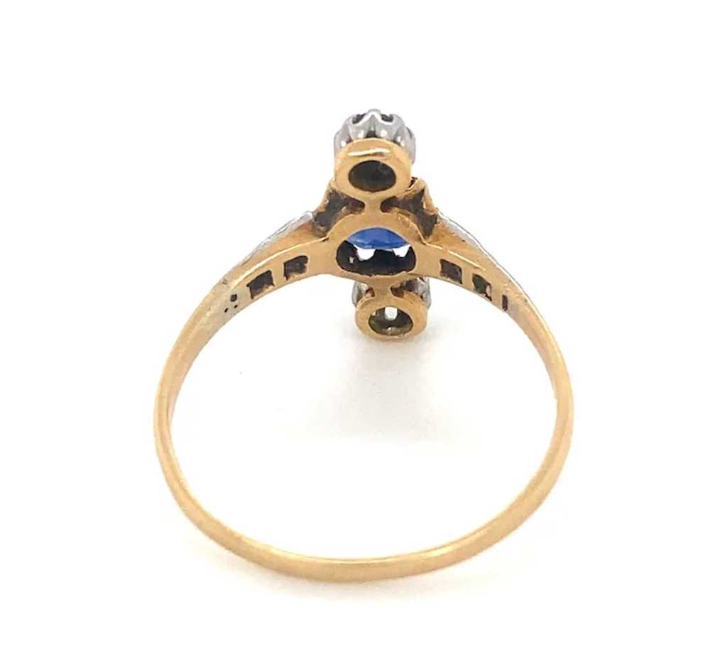 Antique Edwardian Sapphire Diamond 18K Gold Ring - image 4