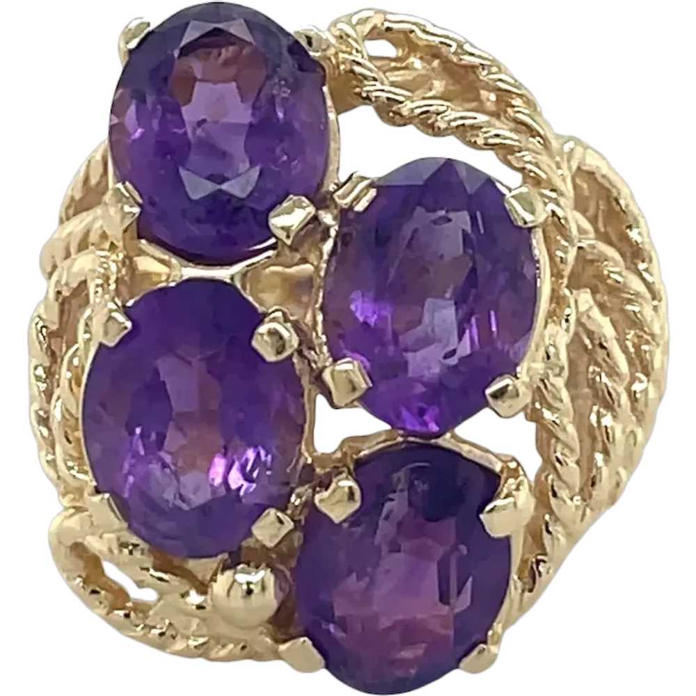 14K Yellow Gold Amethyst Ring - image 1