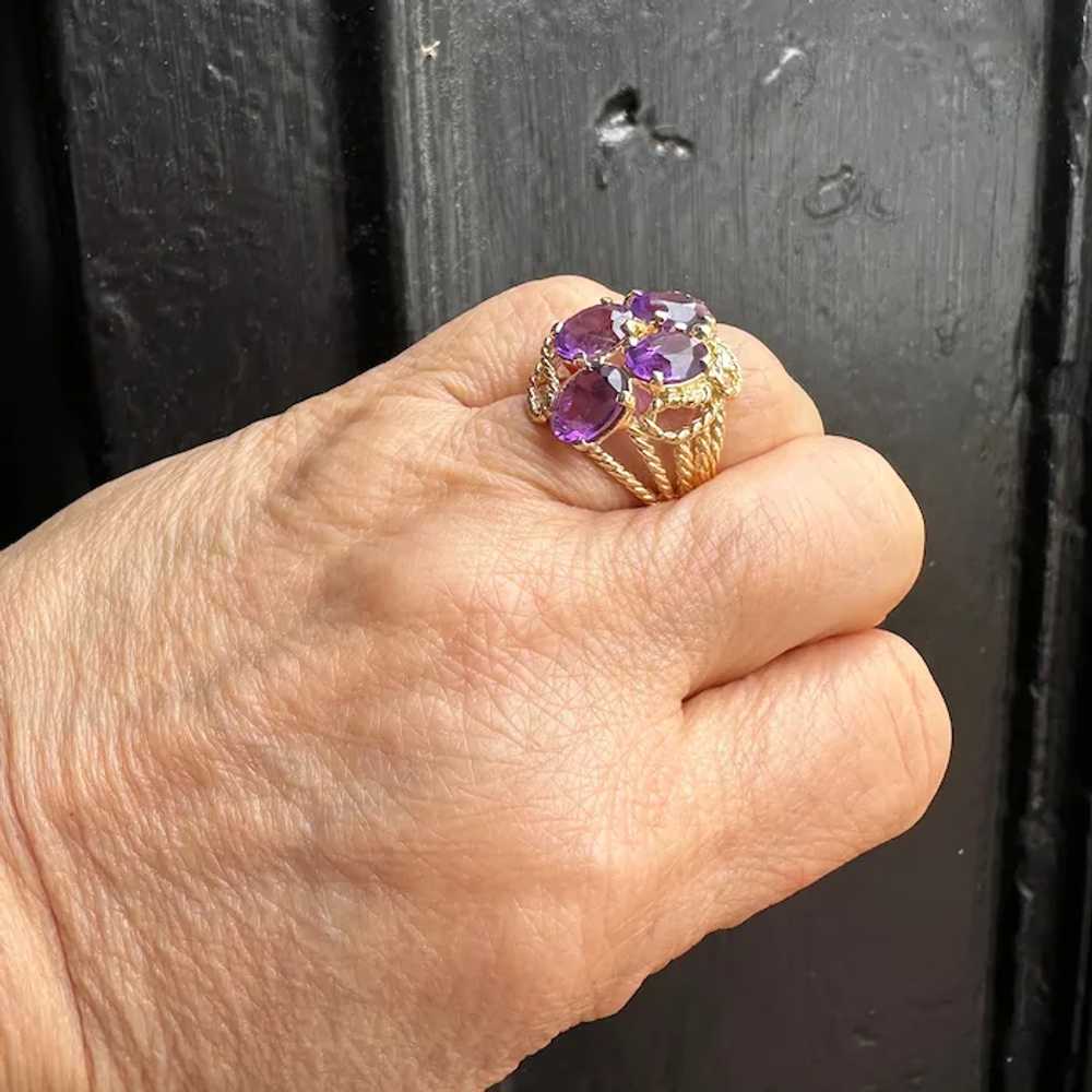 14K Yellow Gold Amethyst Ring - image 5