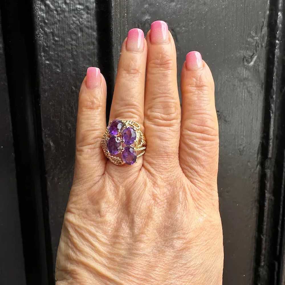 14K Yellow Gold Amethyst Ring - image 6