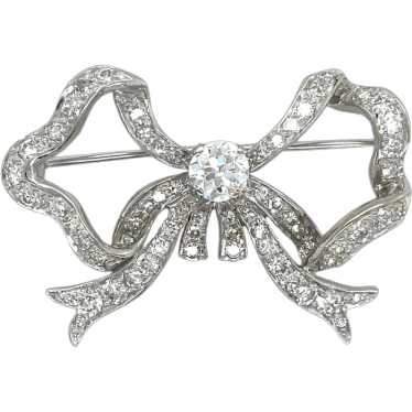 Edwardian Platinum Diamond Bow Brooch