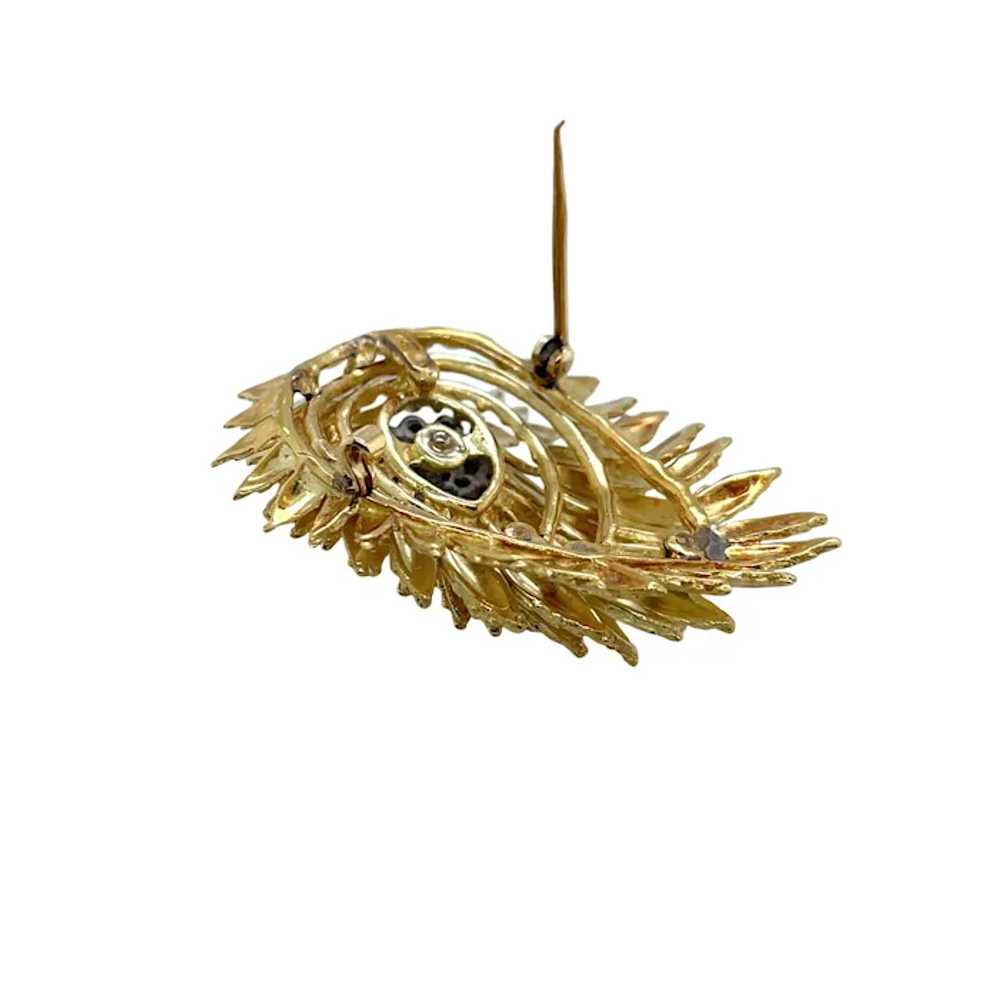 18K Yellow Gold Diamond Brooch - image 3