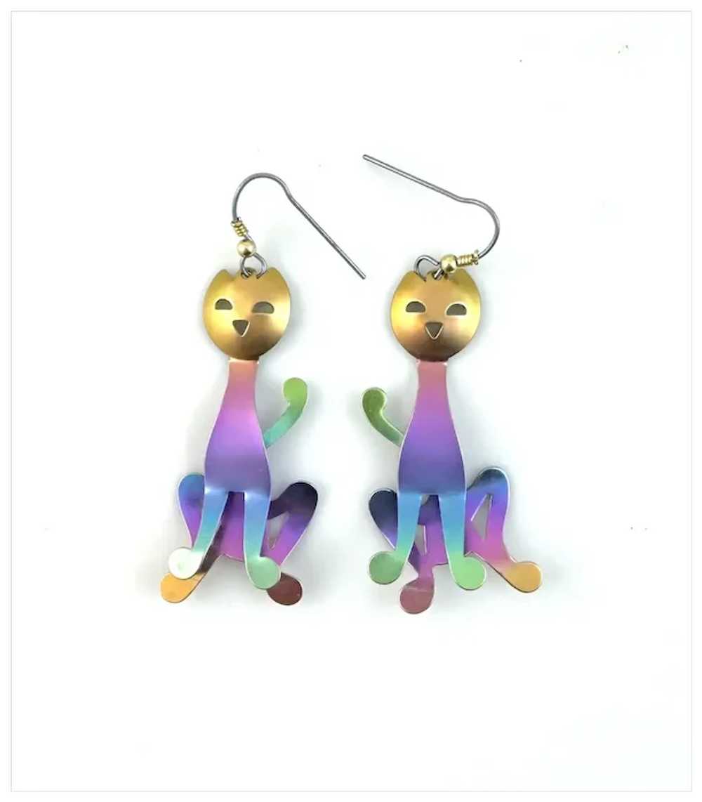 WHIMSICAL Pair of Vintage 1980s Handmade Multicol… - image 5