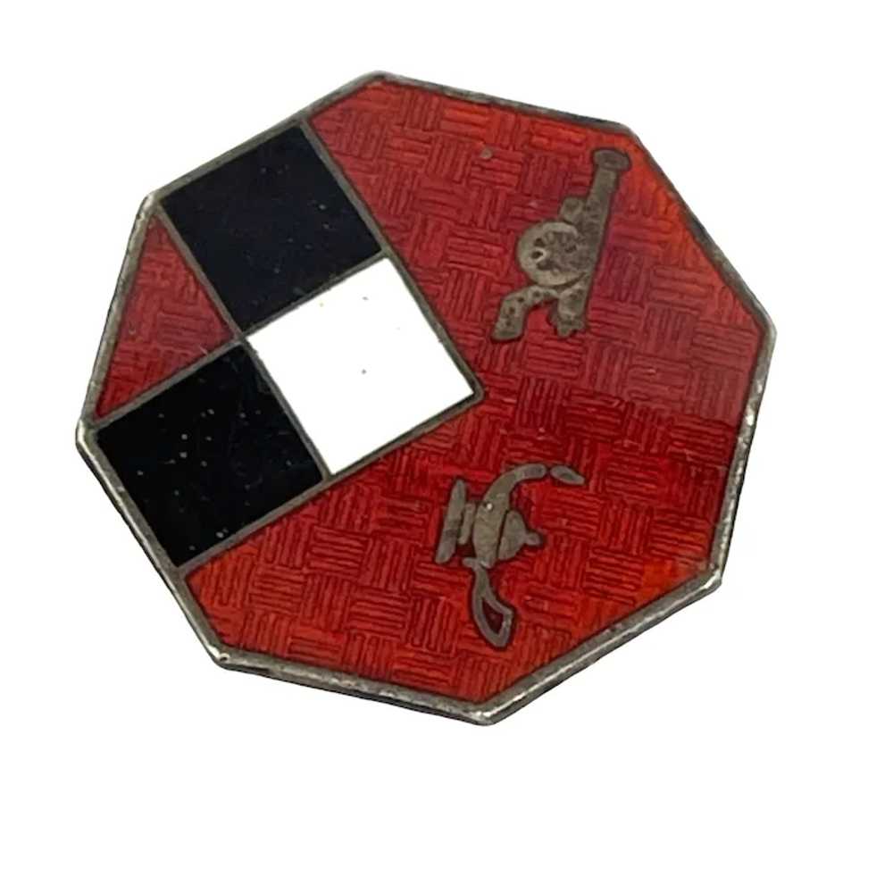 Vintage Red Sterling Enamel WWII Pin Octagon Shap… - image 8