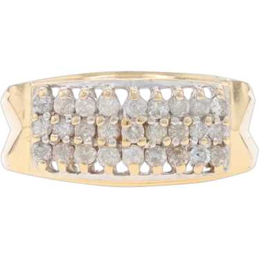 Yellow Gold Diamond Cluster Cocktail Band 14k Rou… - image 1