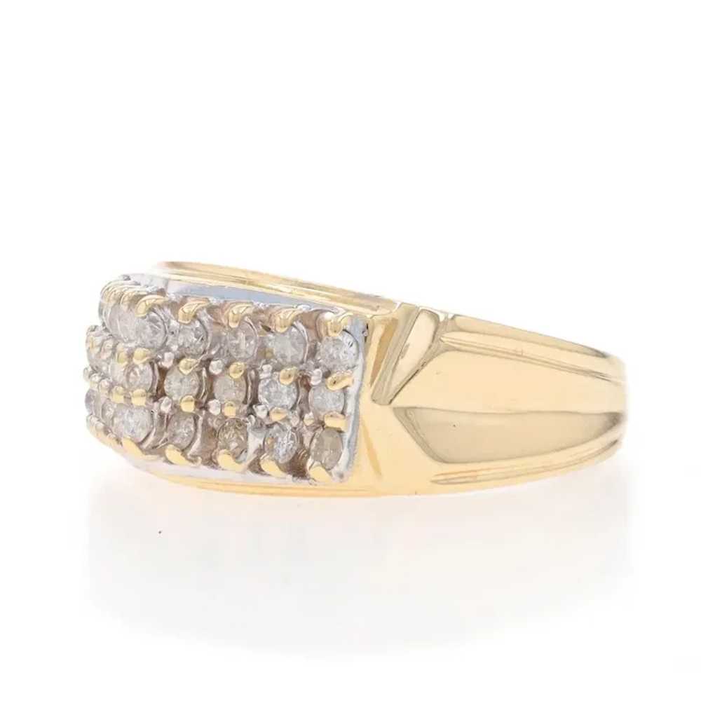 Yellow Gold Diamond Cluster Cocktail Band 14k Rou… - image 3