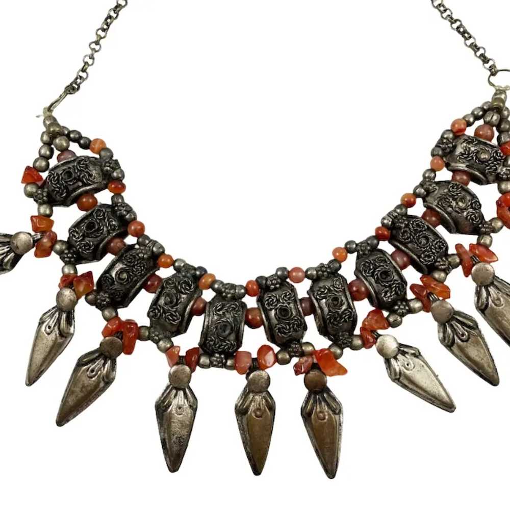 Tibetan Tribal Carnelian Collar Necklace Handcraf… - image 3