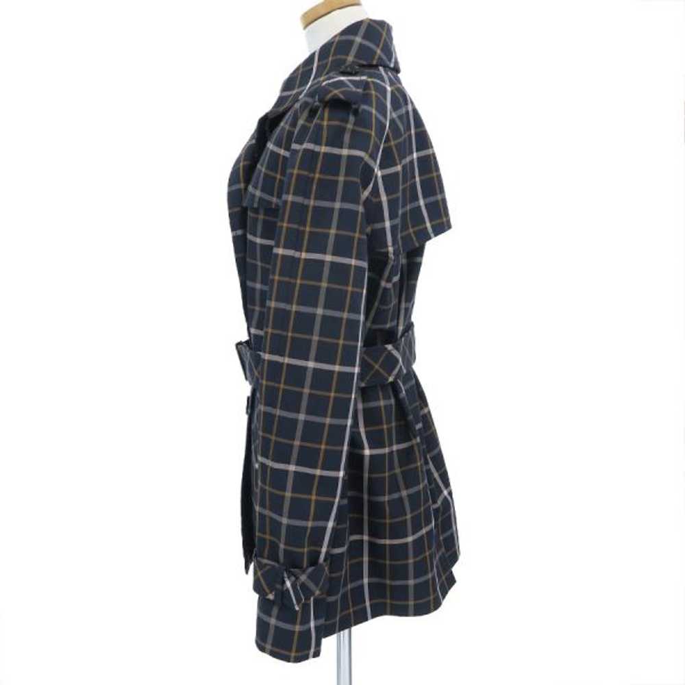 COACH Trench Coat Navy Plaid Size S 56% cotton 44… - image 2