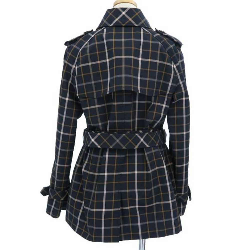 COACH Trench Coat Navy Plaid Size S 56% cotton 44… - image 3