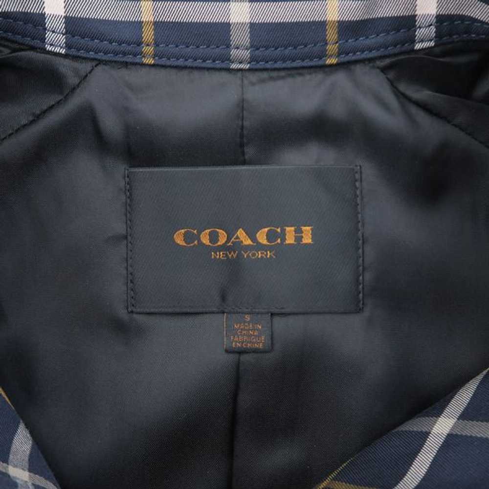 COACH Trench Coat Navy Plaid Size S 56% cotton 44… - image 8