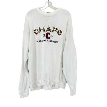 Chaps Chaps Ralph Lauren White Embroidered Knit Sw
