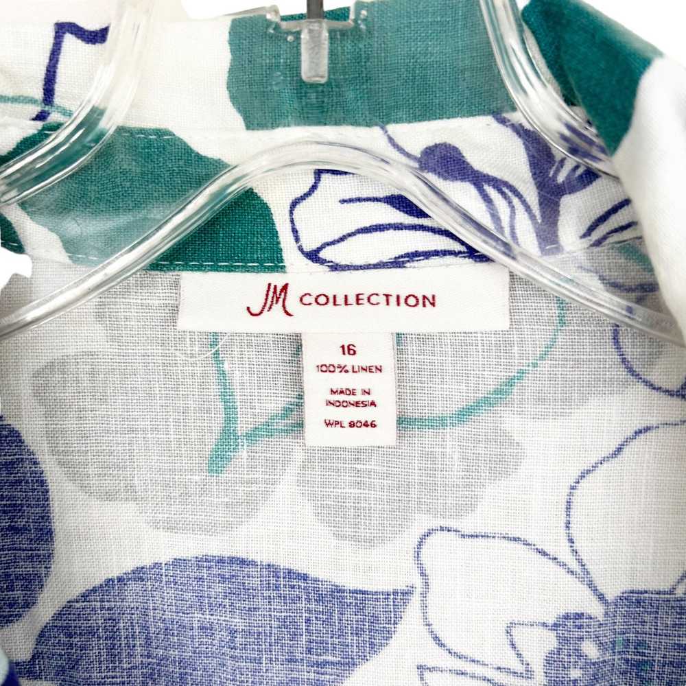 Other JM Collection White Blue Floral Linen Butto… - image 2