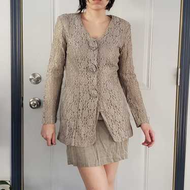 90s Gray Lace Mini Dress
