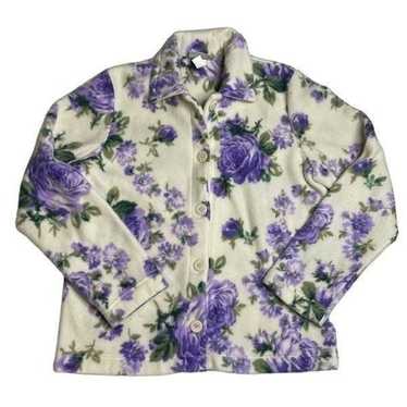 90s Vintage Floral Blair Button Front fleece jacke