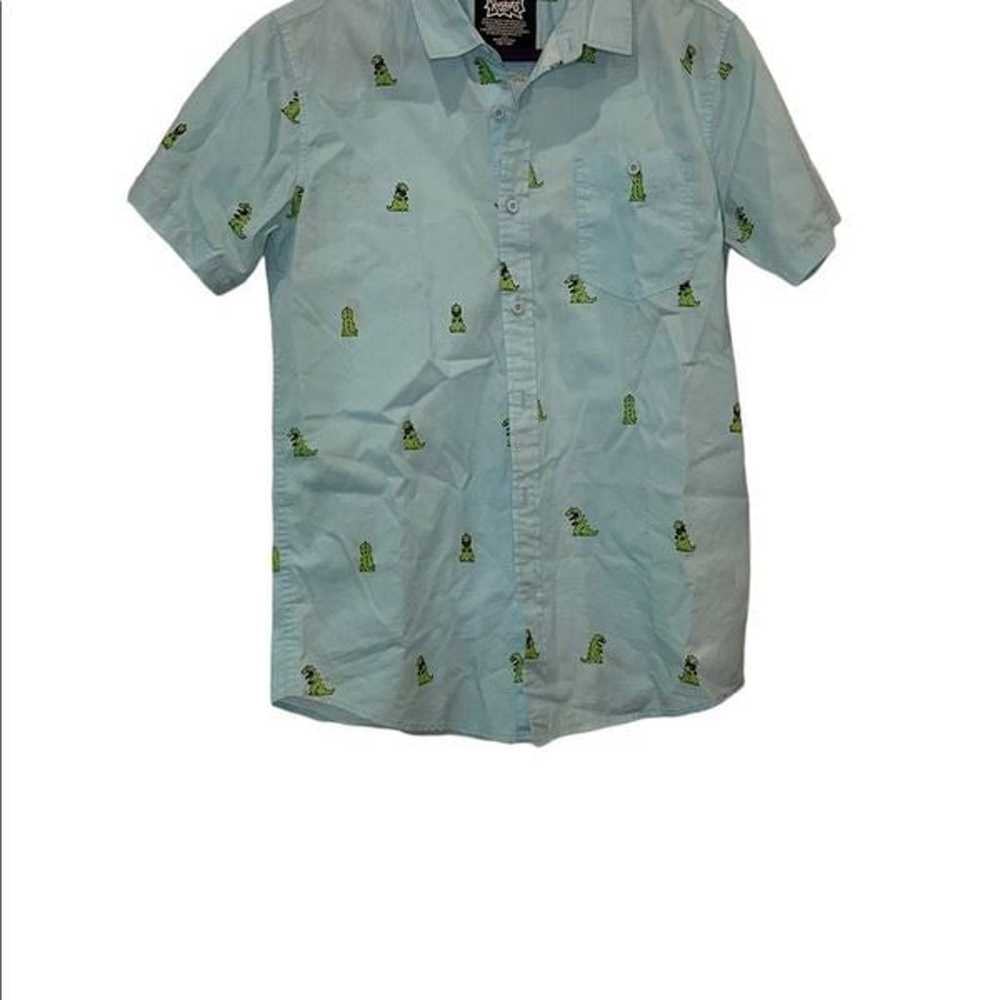 Men's Rugrats Reptar Button Down Shirt -Medium - image 5