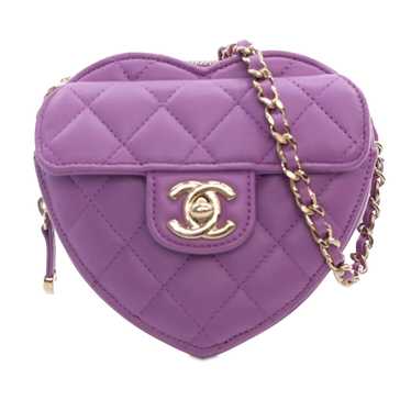 Purple Chanel Mini Lambskin CC in Love Heart Cross