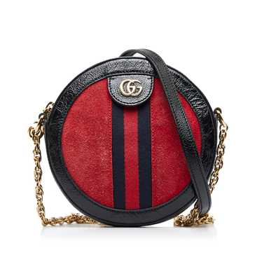 Red Gucci Mini Suede Round Ophidia Crossbody