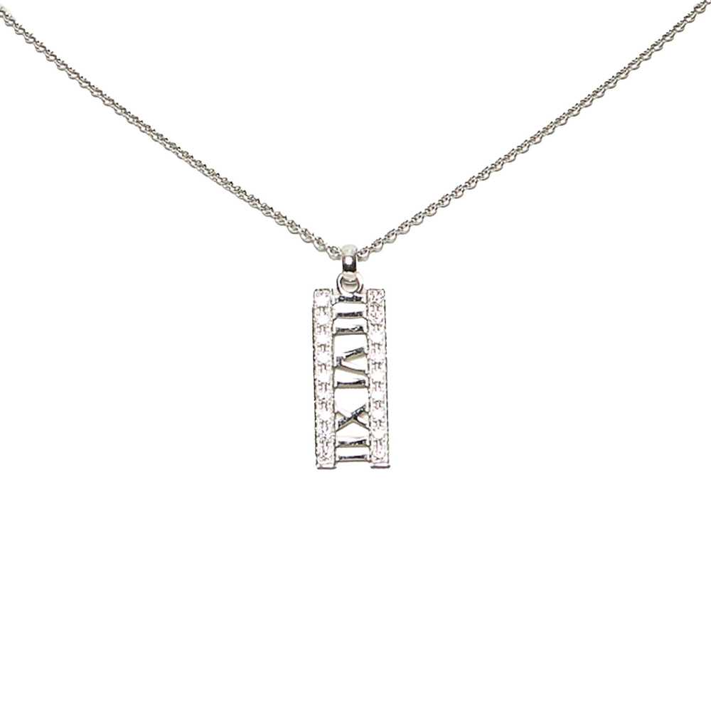 Silver Tiffany Diamond Atlas Bar Pendant Necklace - image 1