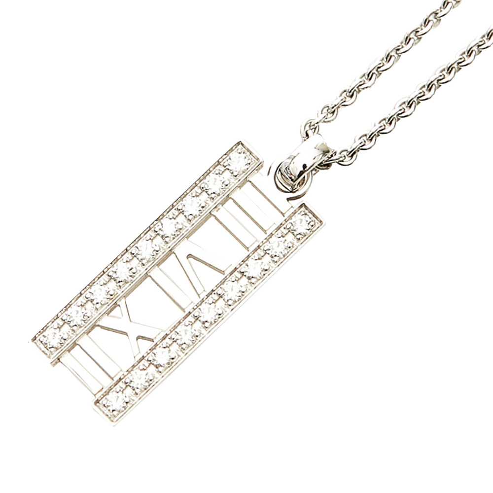 Silver Tiffany Diamond Atlas Bar Pendant Necklace - image 2