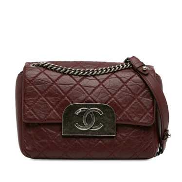 Red Chanel Aged Calfskin CC Square Flap Crossbody… - image 1