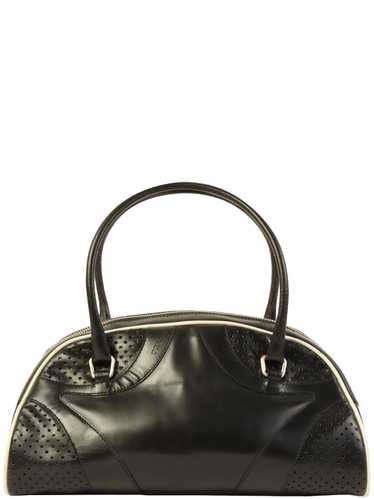 PRADA Punching Leather Logo Embossed Top Handle Ba