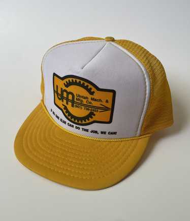 Vintage Vintage 1970s Yellow & White Trucker Hat … - image 1