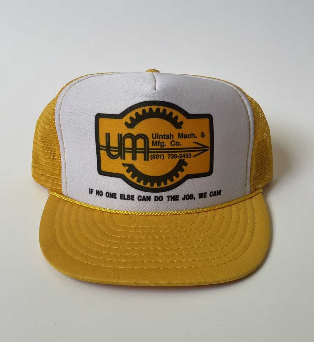 Vintage Vintage 1970s Yellow & White Trucker Hat … - image 2