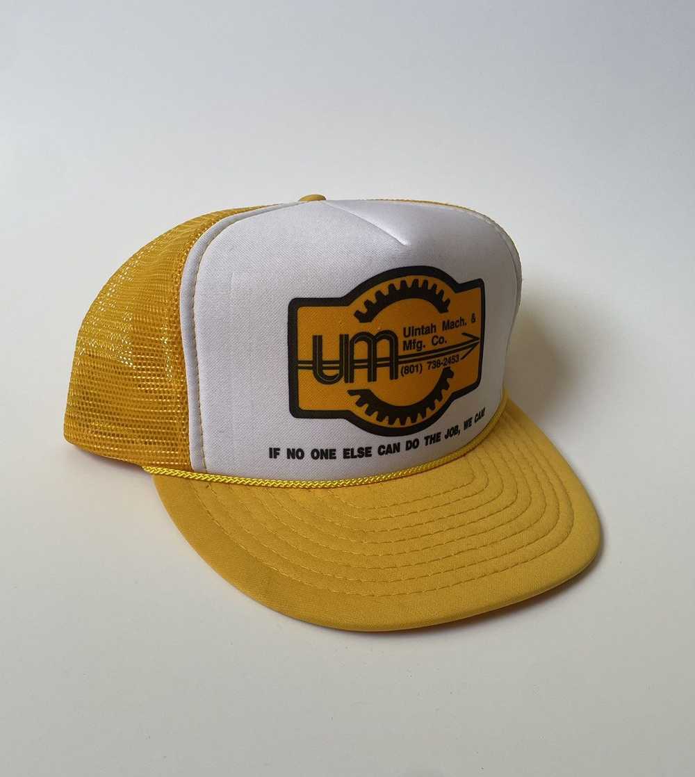 Vintage Vintage 1970s Yellow & White Trucker Hat … - image 3