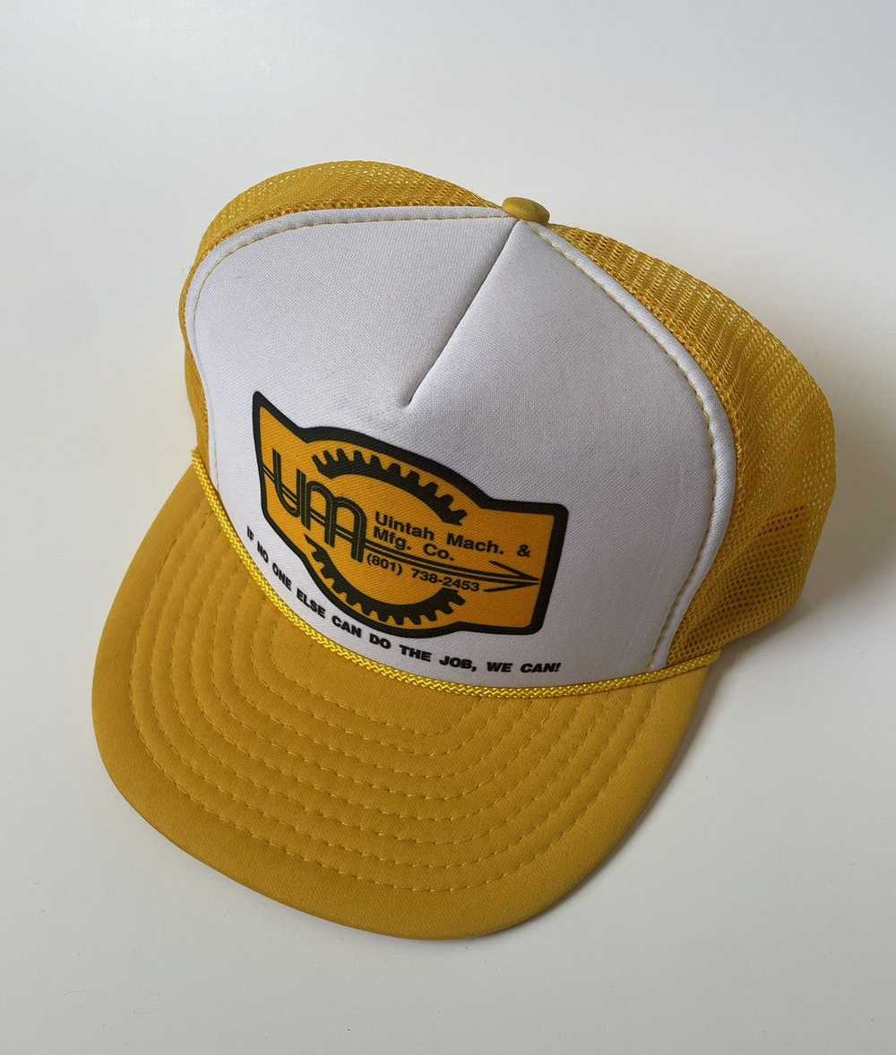 Vintage Vintage 1970s Yellow & White Trucker Hat … - image 5