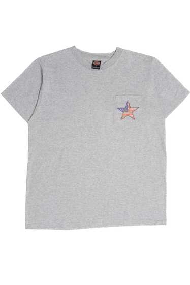 Harley Davidson American Flag Star Pocket T-Shirt