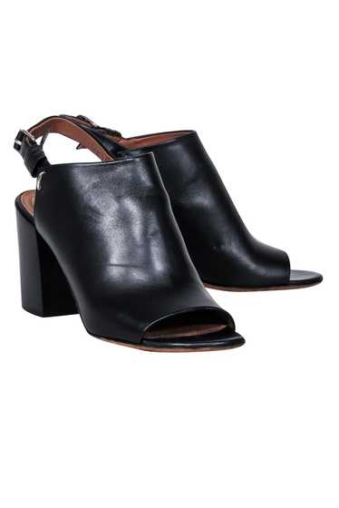 Givenchy - Black Leather Open Toe Block Heel Sz 8.