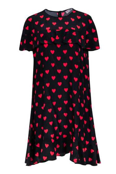 Red Valentino - Black & Red Silk Heart Cap Sleeve… - image 1