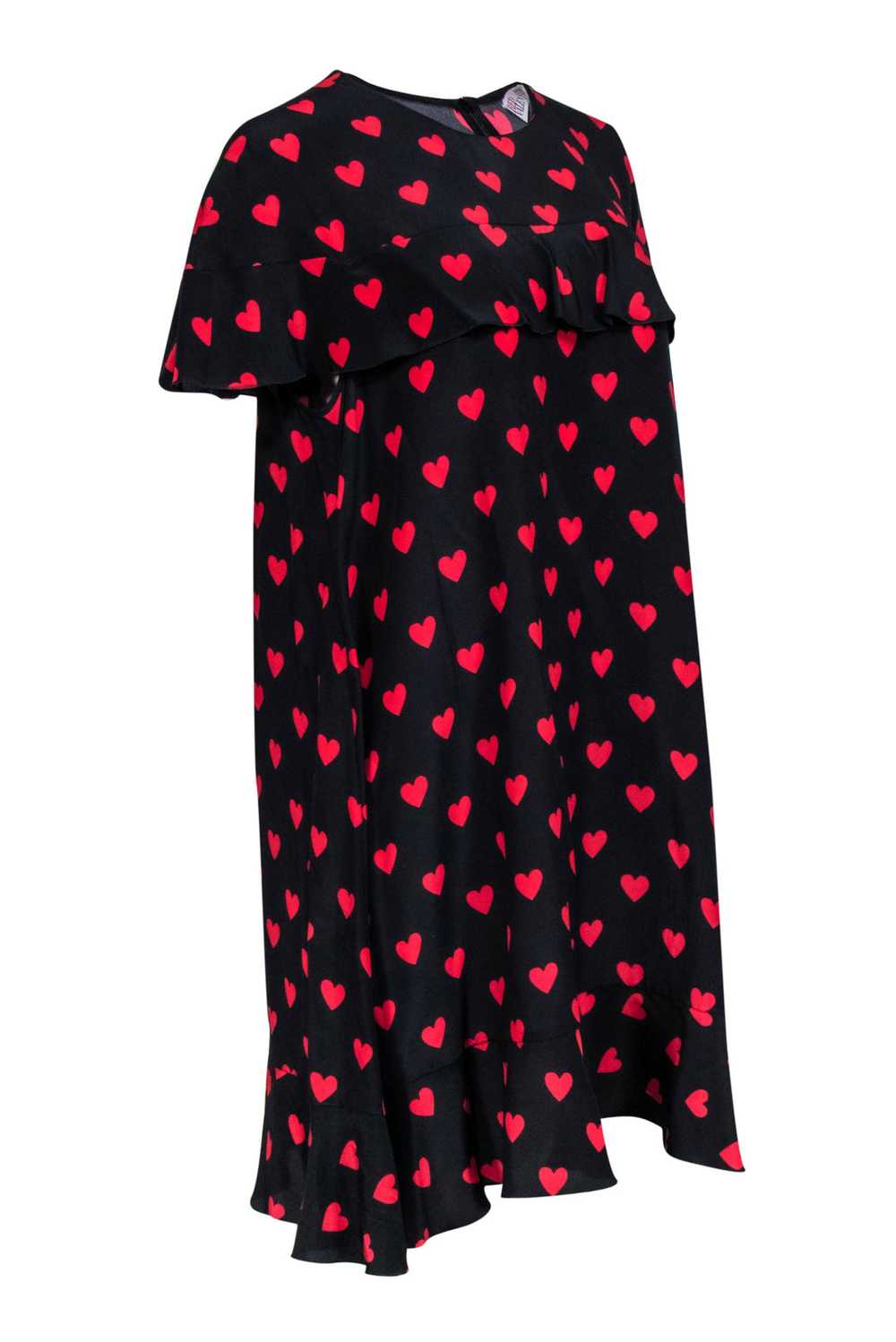 Red Valentino - Black & Red Silk Heart Cap Sleeve… - image 2