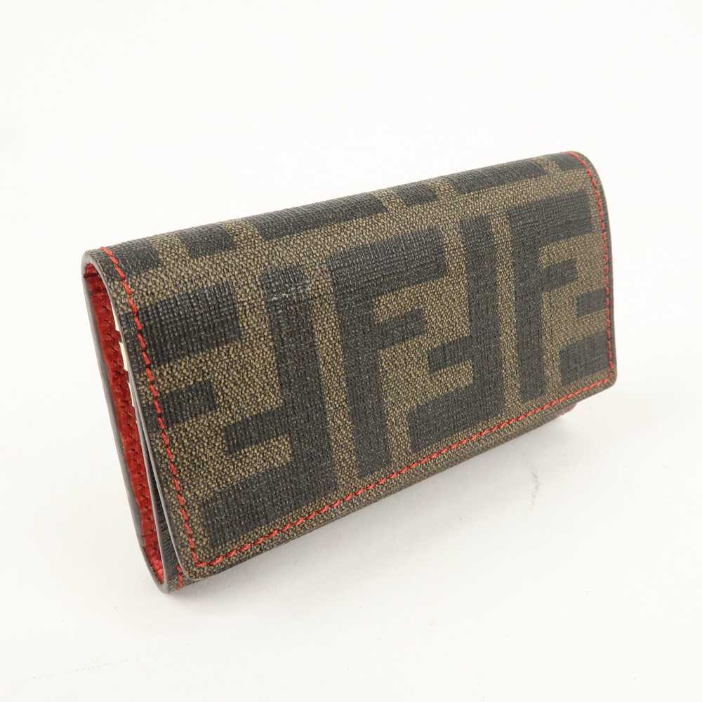 FENDI Zucca Print PVC 6 Rings Key Case Brown Blac… - image 4