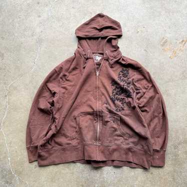 Vintage y2k 00s baggy brown zipup hoodie size wome