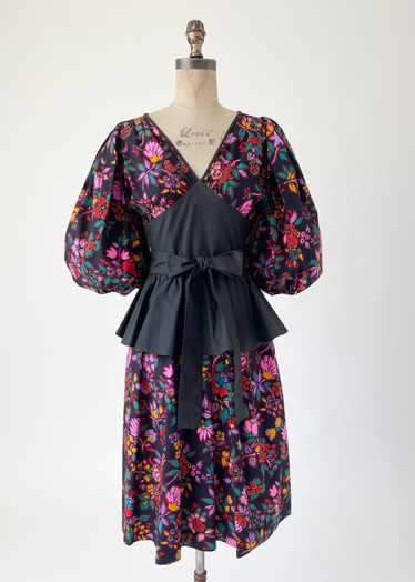 Vintage Early 1980s YSL Cotton Peplum Dress