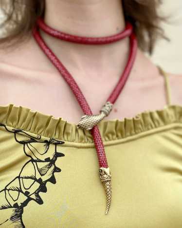 Red Snake Mesh Necklace - image 1